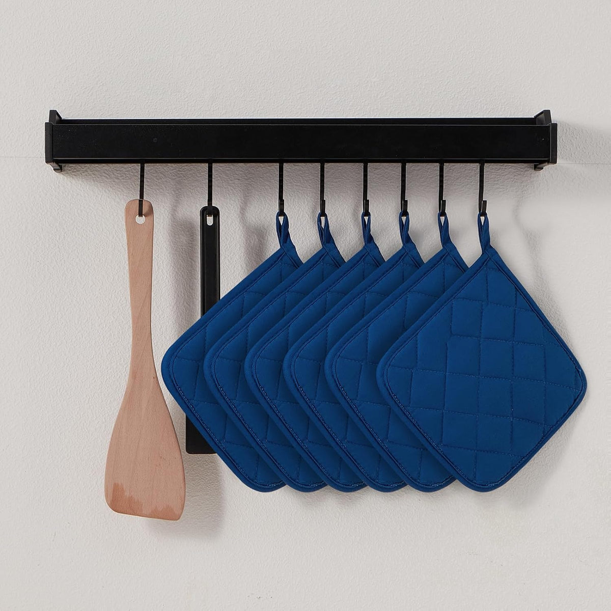 Kitchen Pot Holders Set Heat Resistant Pure Cotton Potholders Kit Trivets Large Coasters Hot Pads Terry Pot Holders for Everyday Cooking and Baking by 7 x 7 Inch Set of 6 Blue