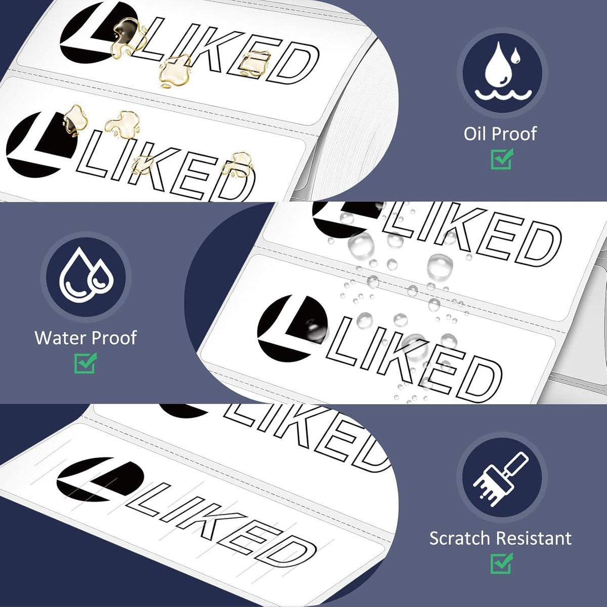 L LIKED 3" x 1" Direct Thermal Labels, Permanent Adhesive Barcode Shipping Label & Compatible with Rollo, Zebra and Other Desktop Printers (12 Rolls, 16800 Labels)