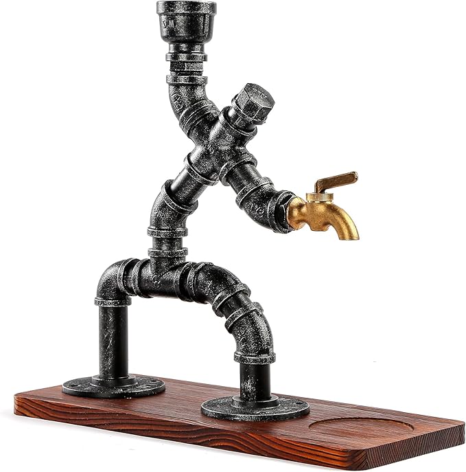 Whiskey Alcohol Gifts Drink Dispenser of Man Cave Decor, Steampunk Liquor Dispenser Bar Accessories for Home Bar, Unique Gifts for Men/Wine Loves/Husband/Boyfriend/Father, Silver