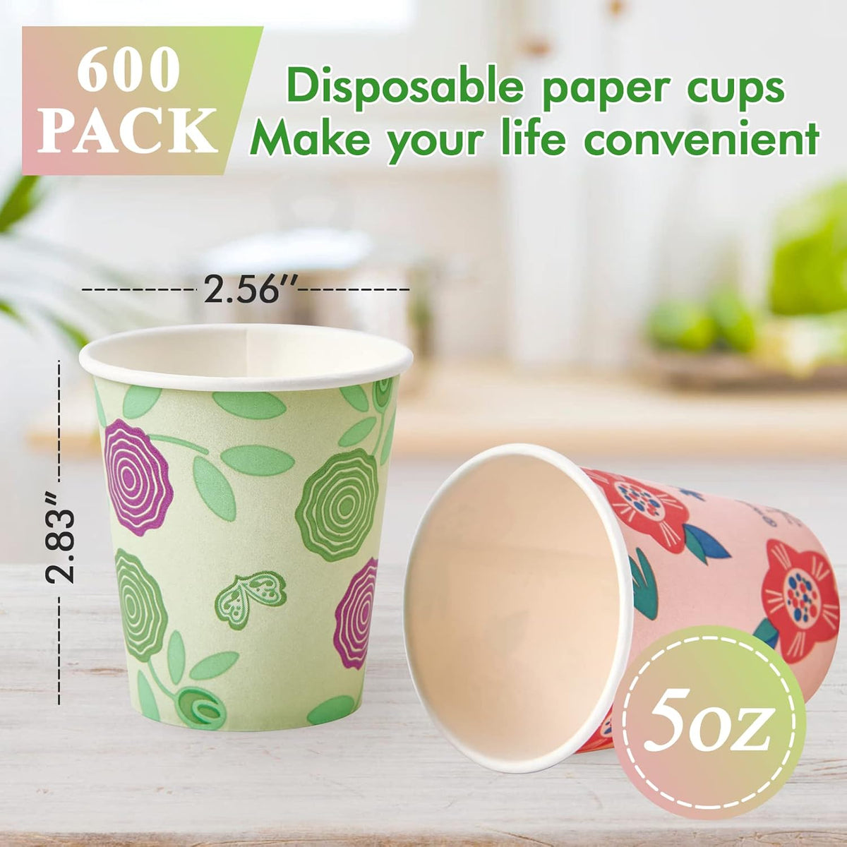 600 Pack 5 oz Paper Disposable Colorful Bathroom Small Mouthwash Espresso Cups for Party, Picnic, Travel and Events