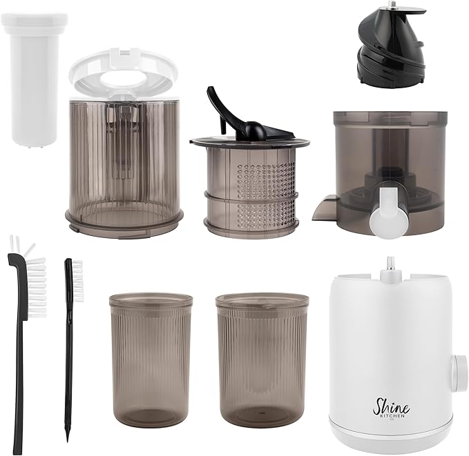 Shine Multi-Batch Compact Cold Press Juicer SMB-1, Hands-Free, Hopper Continuous Feed, Portable