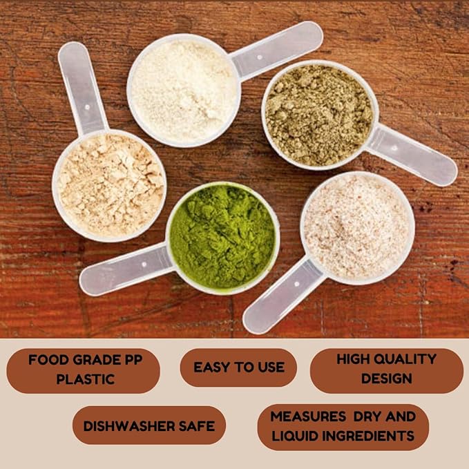 Plastic Measuring Scoop, (53 cc | 53 mL) Long Handle Spoons for Powders, Granules, Coffee, Pet Food, Baking Supplies, Protein and Other Dry Goods, BPA Free (Set of 1)