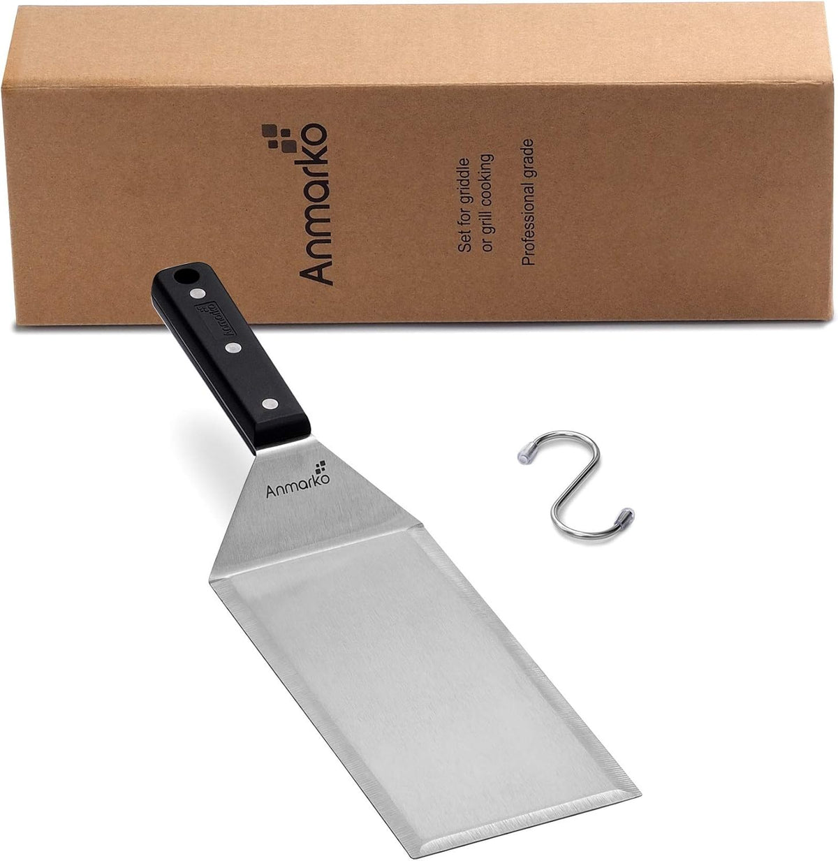 Turner 4x8 Stainless Steel Metal Griddle Spatula - Griddle Accessories 4 x 8 in Hamburger Turner Scraper - Pancake Flipper - Great for BBQ Grill and Flat Top Griddle - Commercial Grade