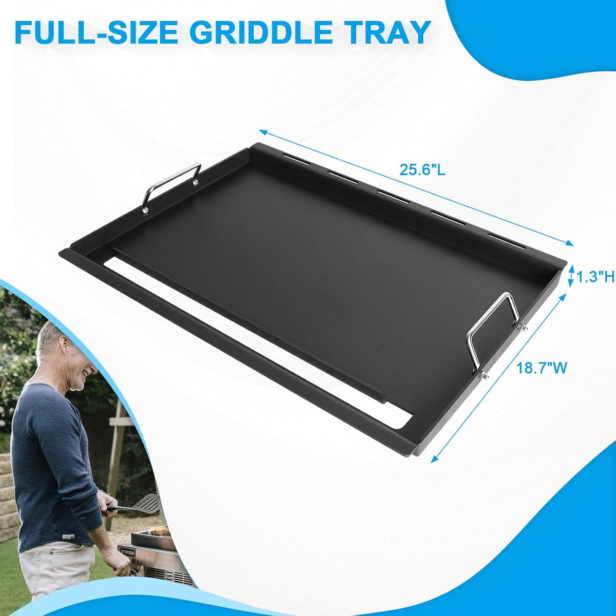 6788 Full-Size Griddle Inserts for Weber GS4 Genesis II 300 & Genesis II LX 300 SER Flat Top Grill Griddle with Handles for Weber Genesis II E310 E330 S315 EX315 SX335 EX335 Series Gas Grills