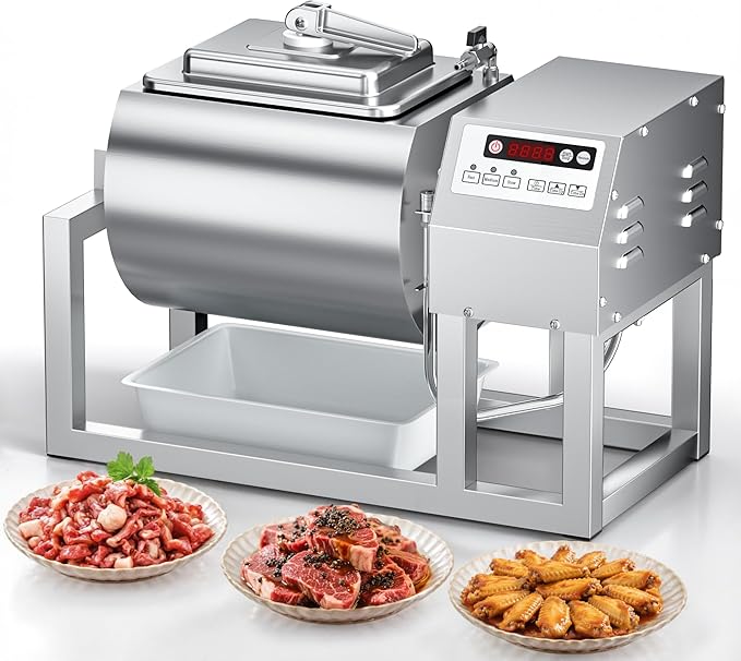 WantJoin Vacuum Tumbler Marinator - Max.20LBS Commercial Meat Tumbler Marinator 20L 30Min Fast Marinating,80W Copper Motor, Bidirectional Rotation,3 Speeds, Meat Tumbler for Catering Kitchen