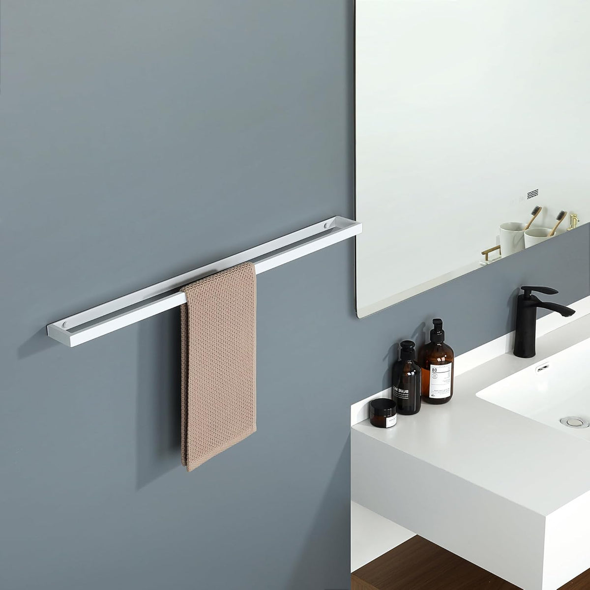 Alise Bath Towel Bar,Towel Holder Towel Rack Towel Hanger for Bathroom Lavatory Wall Mount,28 Inch SUS304 Stainless Steel Towel Rail,White Finish,GJF070-W