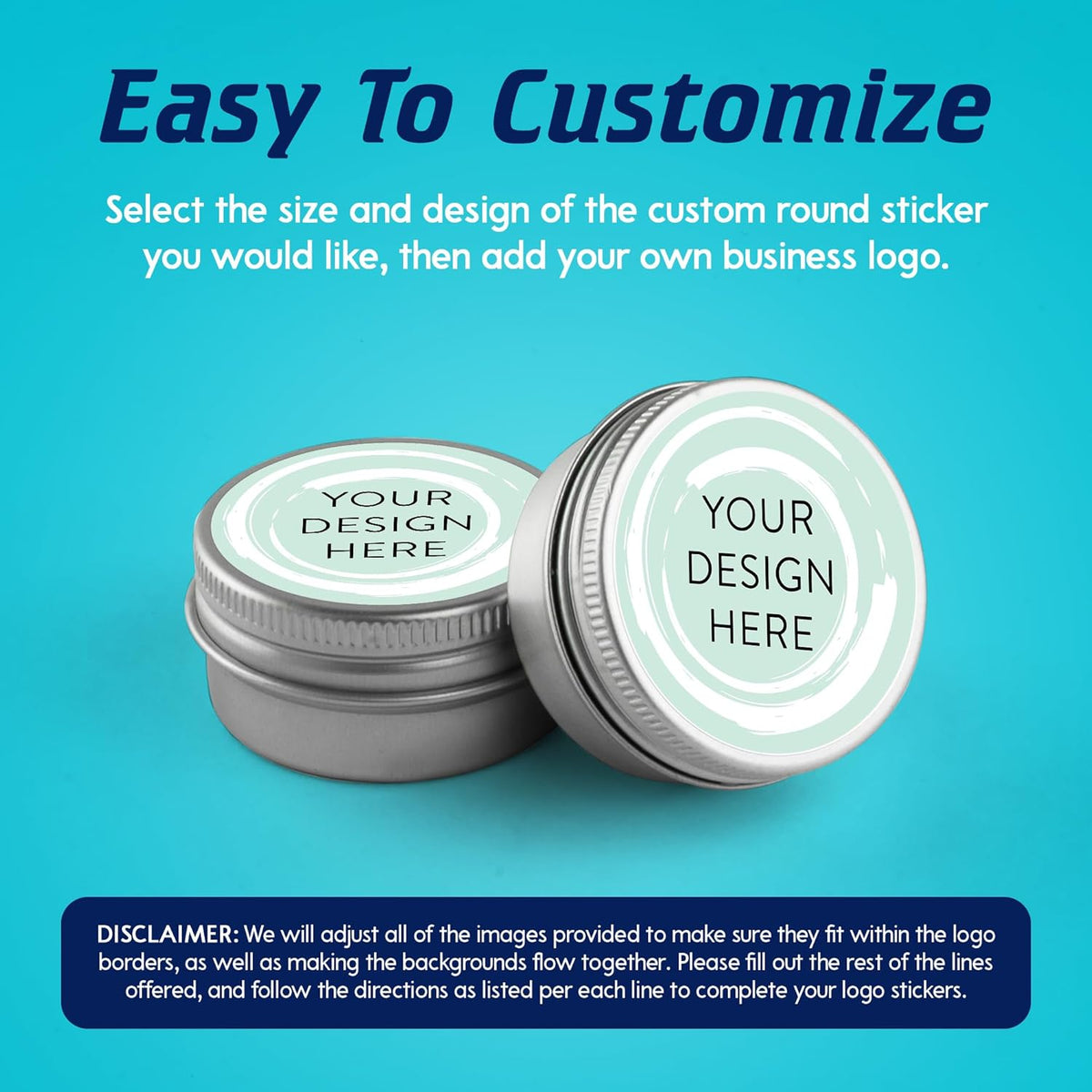 100 Custom Vinyl Stickers - Upload Your own Image, Text, Design, Logo - Personalized Logo Labels for Handmade, Packaging, Bottle, Jars, Candle, Brand Stickers (Mint, 2x2)