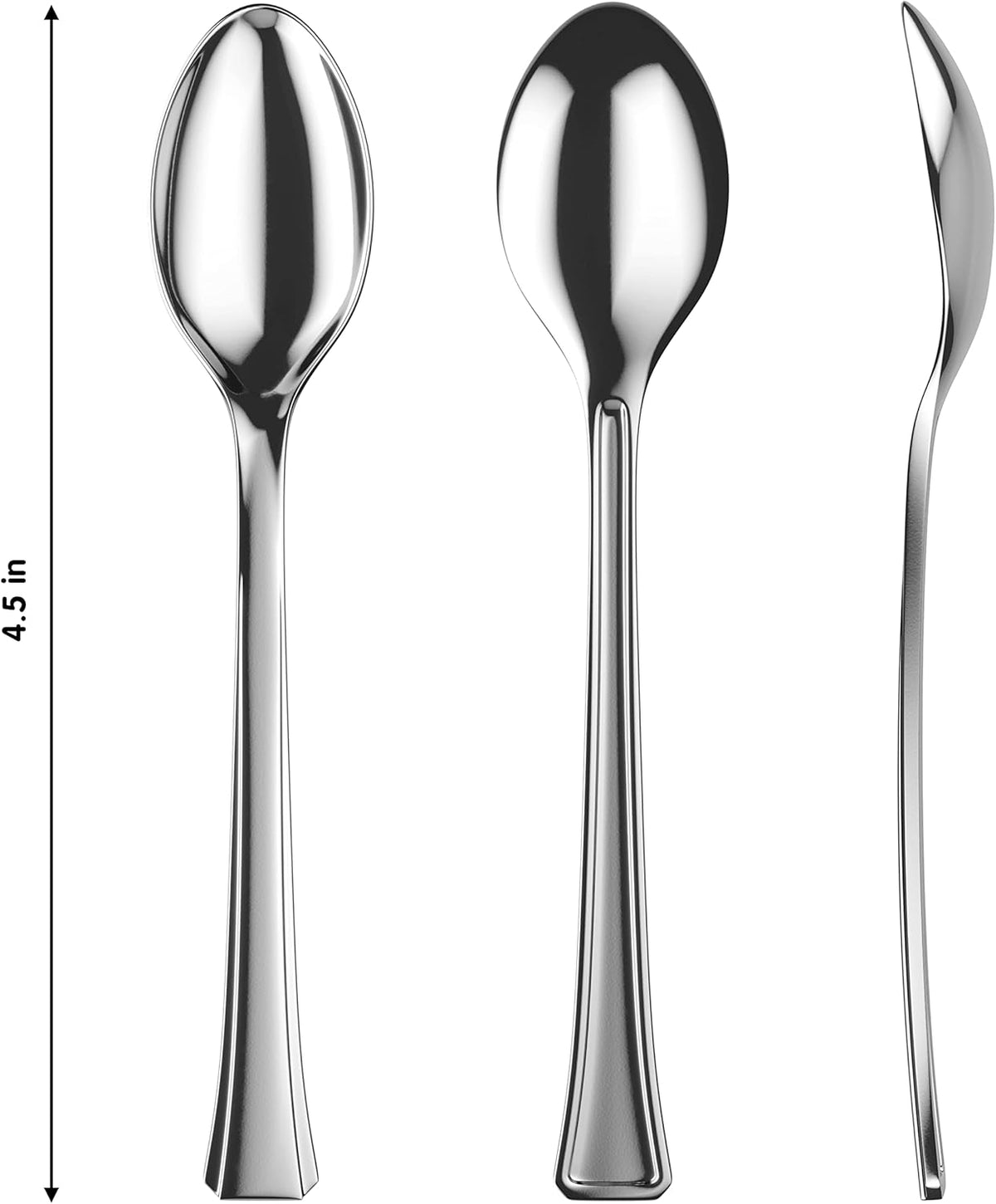 Mini Dessert Spoons - Bulk Pack of 100 Mini Silver Disposable Spoons - 4 Inch Plastic - Bpa Free - Food Safe