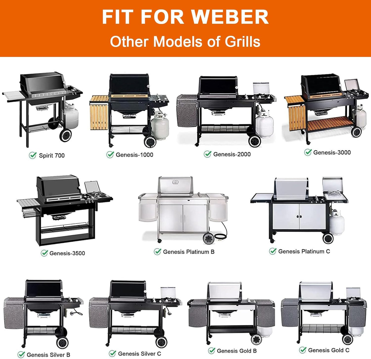 6787 Full-Size Griddle Inserts for Weber Spirit 300 & II 300 Series Grills, Flat Top Griddle for Weber Spirit I & II E-310 E-320 S-310 S-320 Series
