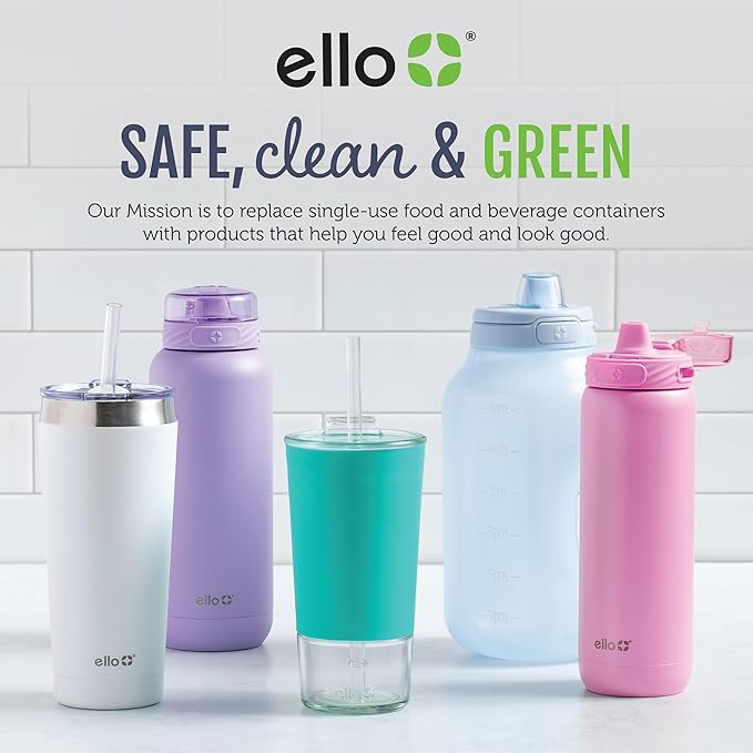 Ello Pop & Fill 22oz Stainless Steel Water Bottle with Quick Fill Technology, Double Walled and Vacuum Insulated Metal, Leak Proof Locking Lid, Sip and Chug, Reusable, BPA Free, Tonal Cream