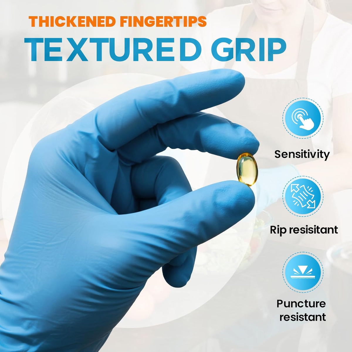 6 mil Disposable Nitrile Gloves, Heavy Duty Disposable Glove, Cooking Gloves, Latex Free, Powder Free (Blue of 1000, Large)