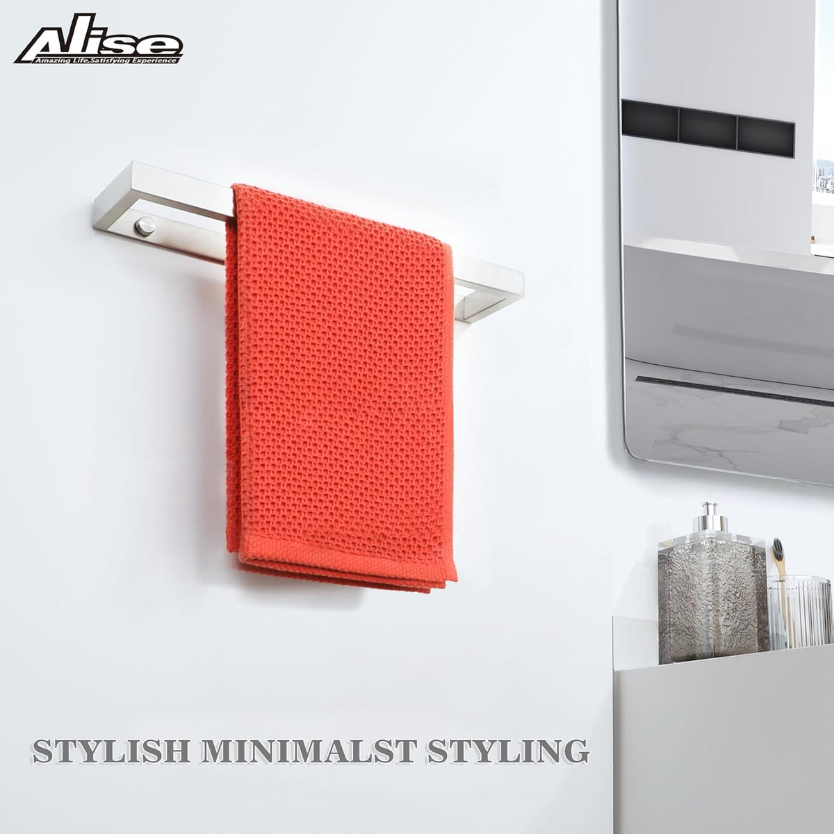 Alise Bath Towel Bar,Wall Mount Towel Holder Towel Rack Towel Hanger for Bathroom Lavatory,12 Inch SUS304 Stainless Steel Towel Rail,Brushed Finish GJF030-LS