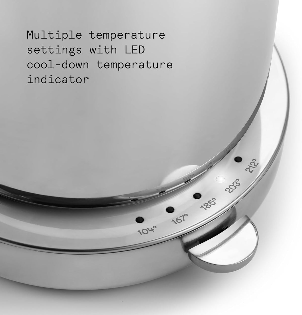 aarke Stainless Steel Kettle - Perfect for Coffee and Tea Maker Enthusiasts, Non-Drip Spout, Double-Wall Construction, Dry Boil Protection, Heat-Safe Handle, LED Cool-Down Indicator, 1.2L (Steel)