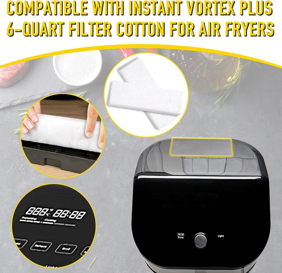 12PCS Air Fryer Filters, Suitable for the Instant Vortex Plus 6 Quart Air Fryer With a Filtration System, Effective at Removing Odors, Compatible With Instant Vortex Air Fryer Accessories