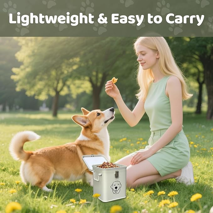 Dog Food Storage Container Airtight Dog Treat Container Pet Food Storage Containers Dog Treat Jar Tinplate Dog Treat Bin Black