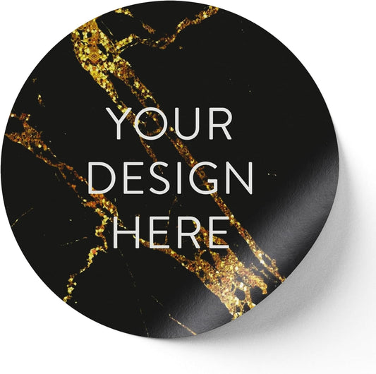 100 Custom Vinyl Stickers - Upload Your own Image, Text, Design, Logo - Personalized Logo Labels for Handmade, Packaging, Bottle, Jars, Candle, Brand Stickers (Black Gold Marble, 3x3)