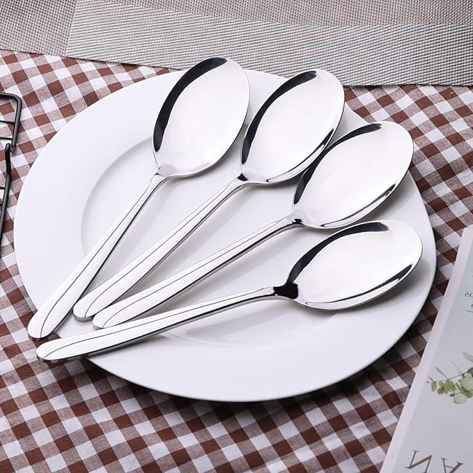 Anbers 8 Pieces Large Serving Spoons, 9.45 Inches, Stainless Steel Catering Serving Spoons