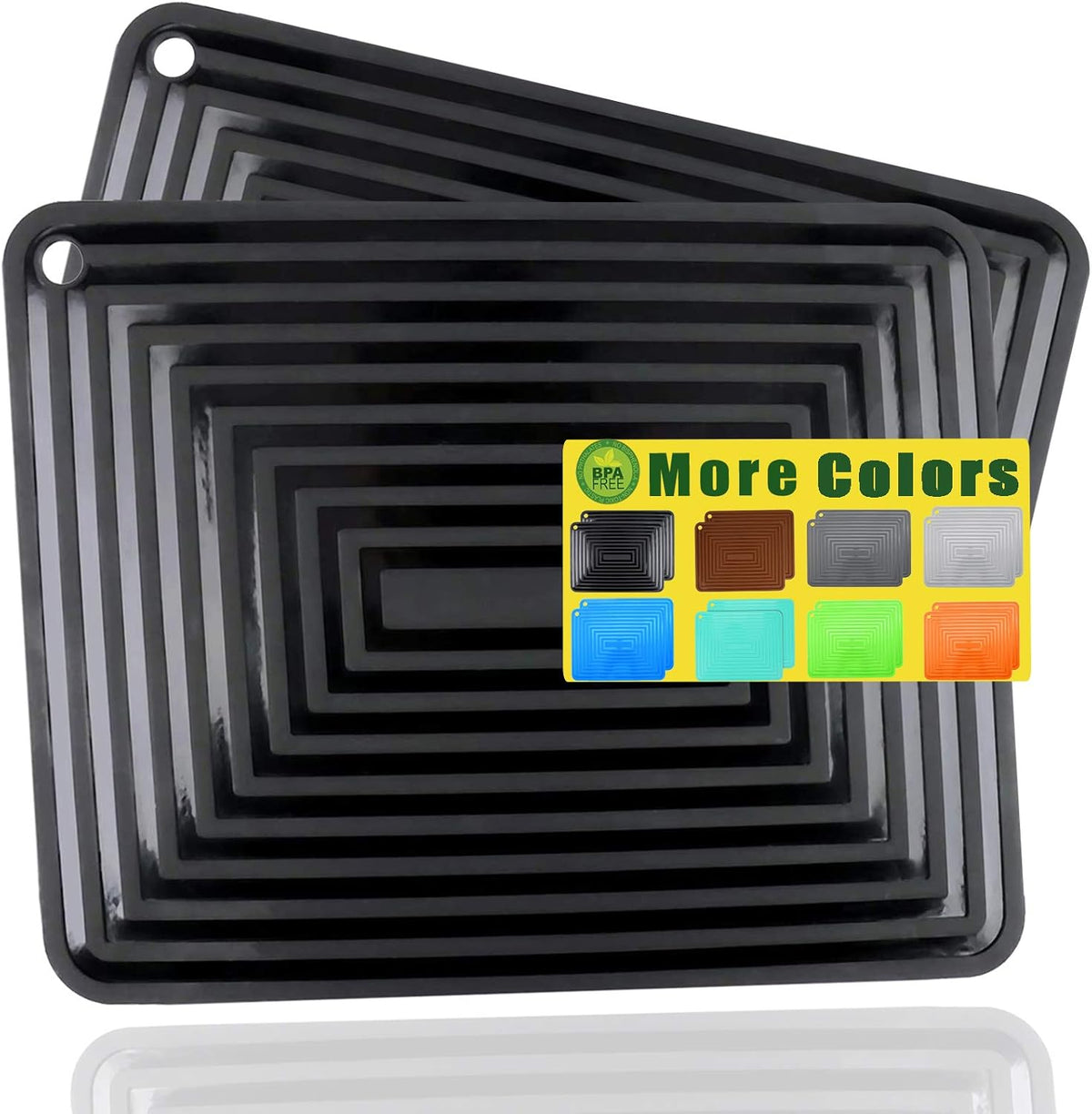LogHog Large Silicone Trivet Mats for Hot Dishes/Pans, Heat Resistant Pot Holder, 9"x12" Non Slip Flexible Durable Pot Coaster Kitchen Table Mats Set of 2 (Black)