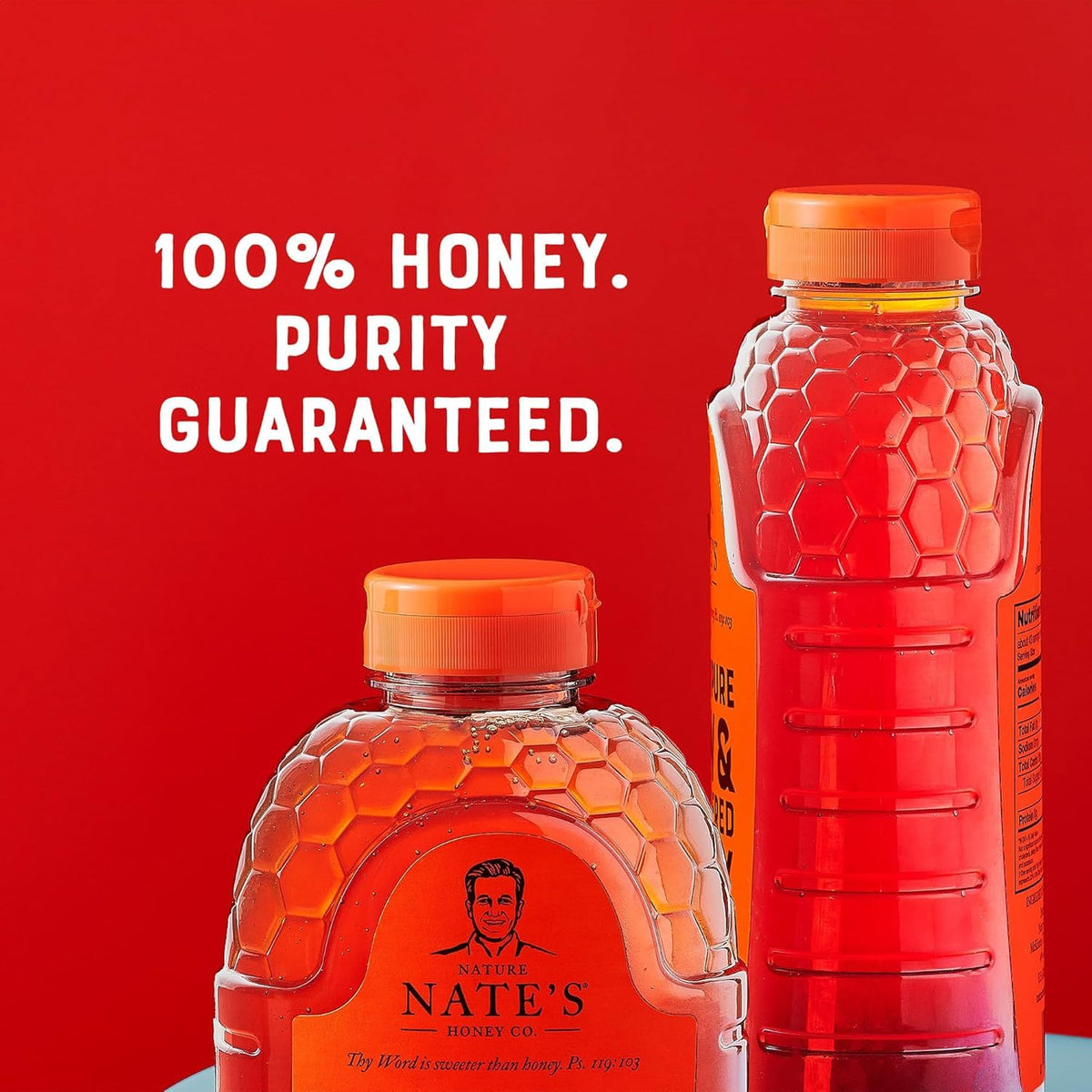 Nate's 100% Pure, Raw & Unfiltered Honey - Award-Winning Taste, 32oz. Squeeze Bottle