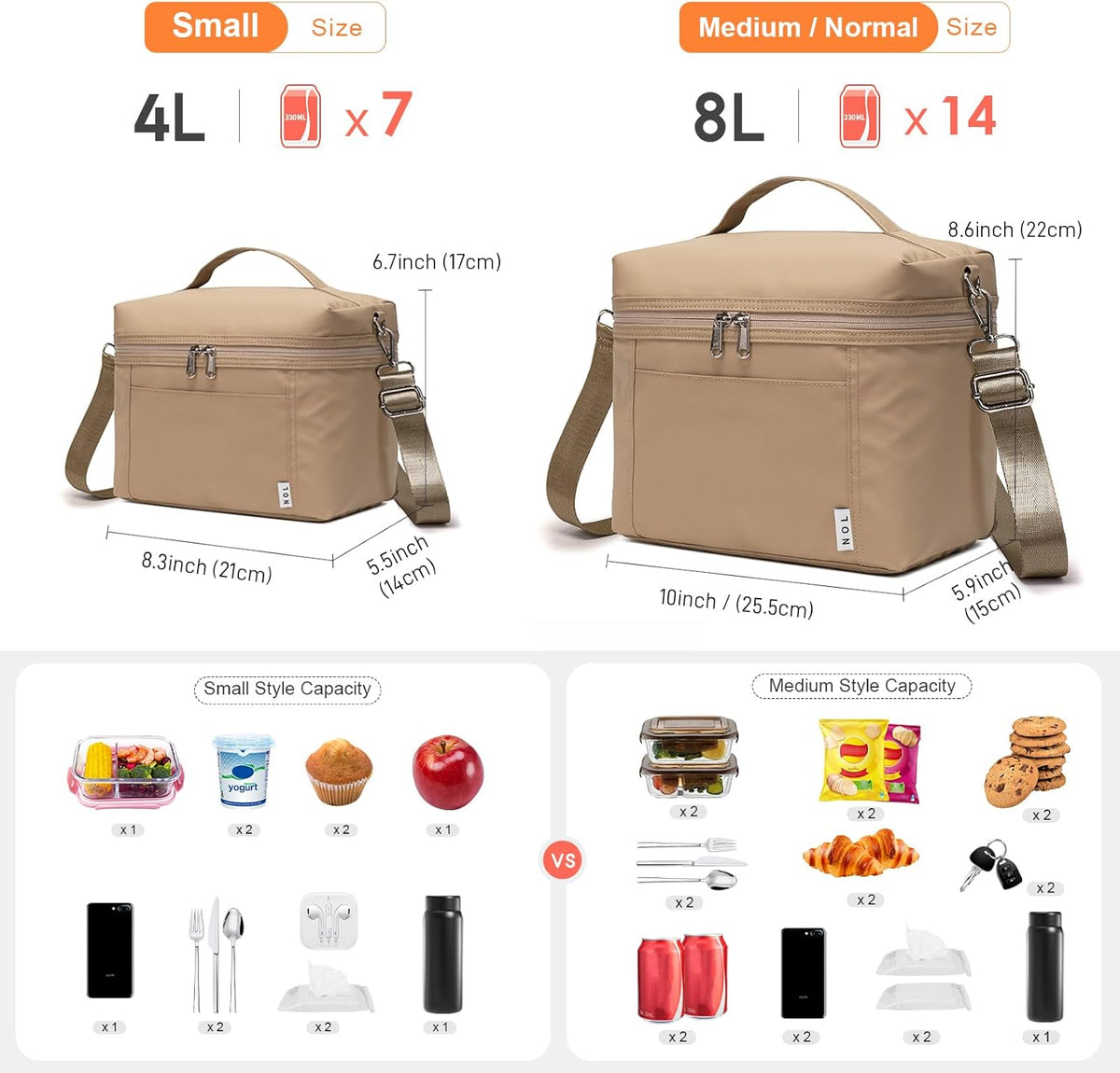 NOL Natural Organic Lifestyle Insulated Lunch Bags for Women Cooler Bag Lightweight Nylon Waterproof Lunch Box For Work
