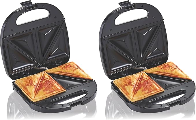 Hamilton Beach Electric Sealed Sandwich Maker Grill with PFAS-Free Nonstick Plates, Makes Stuffed French Toast, Omelets, Compact & Easy to Store, Black (25430G) (Pack of 2)