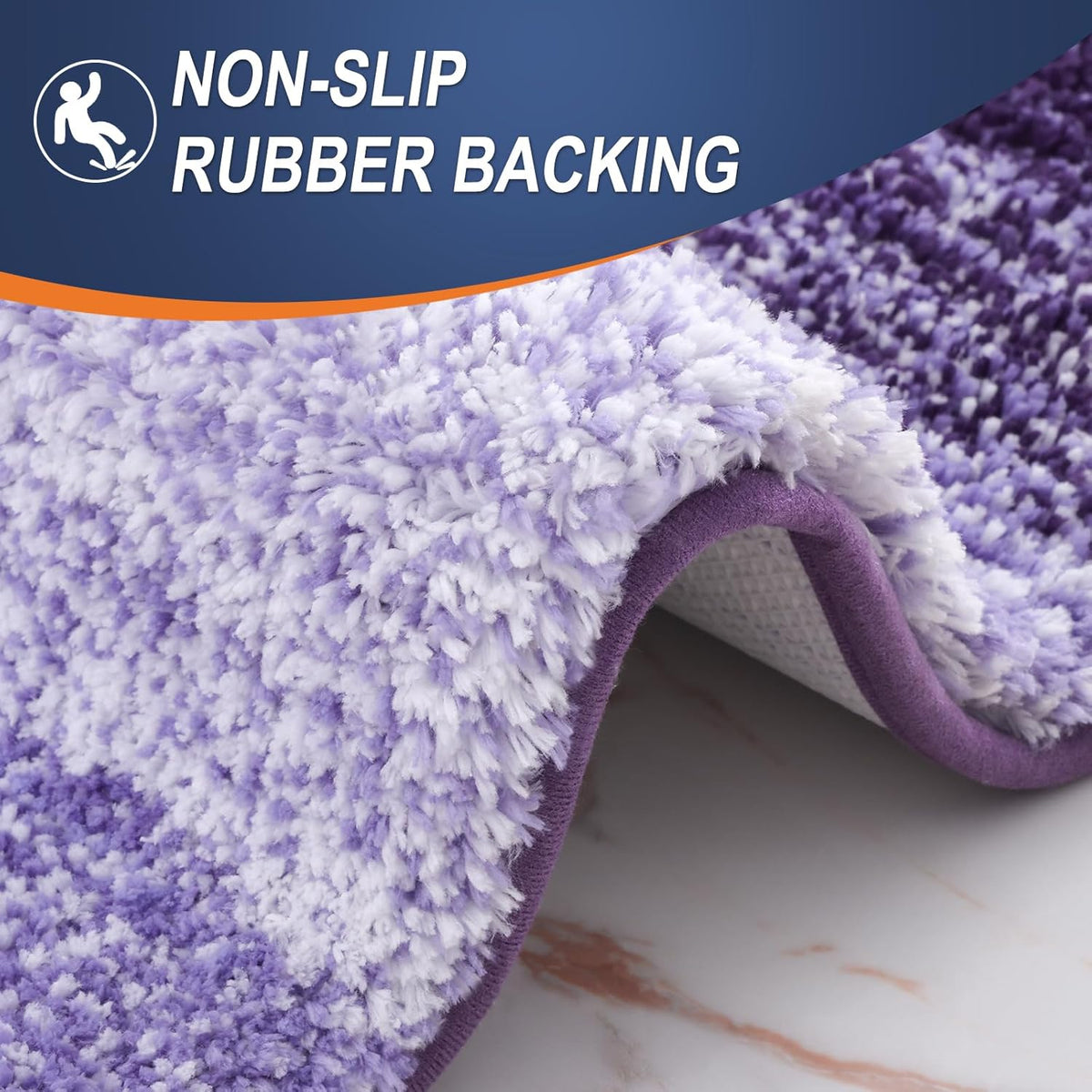 OLANLY Bathroom Runner Rugs 70x24, Extra Soft Absorbent Microfiber Bath Rugs, Rubber Backing, Quick Dry, Machine Washable Bath Mats for Bathroom Floor, Tub and Shower, Home Decor Accessories, Violet
