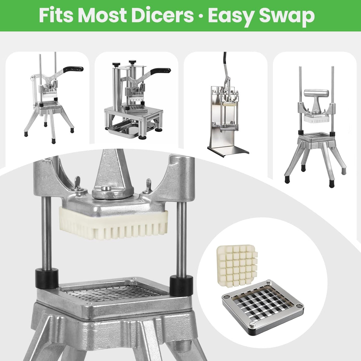1/2" Replacement Blade & Push Block for Vegetable Chopper Dicers – Ultra Sharp Stainless Steel Cutter, Fits Multiple Brands, Easy to Install & Clean, Ideal for Home and Commercial Kitchens