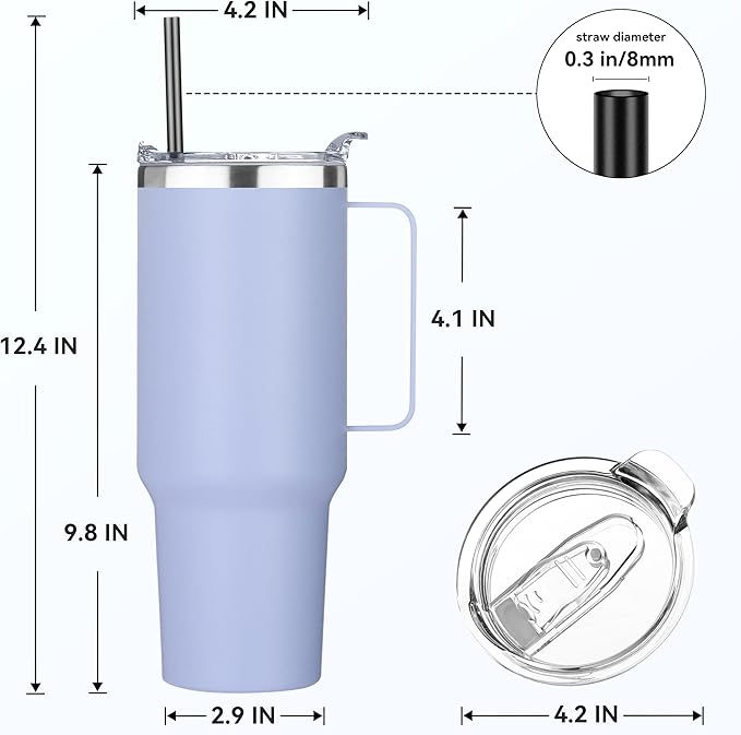 HASLE OUTFITTERS 40 oz Stainless Steel Tumbler with Handle, Vacuum Insulated Tumblers Bulk, Reusable Double Wall Travel Coffee Mug, Durable Powder Coated Water Bottle(Blue, 4)