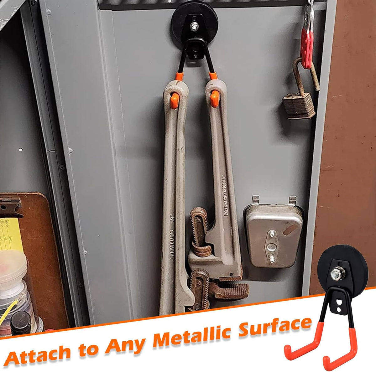 MUTUACTOR Magnetic Hooks,2PCS Large Magnetic Hooks Heavy Duty,Anti-Slip Double Magnet Hooks Garage Storage Utility Hooks for Metal Cabinet Pegboard Garage Basement Organizer