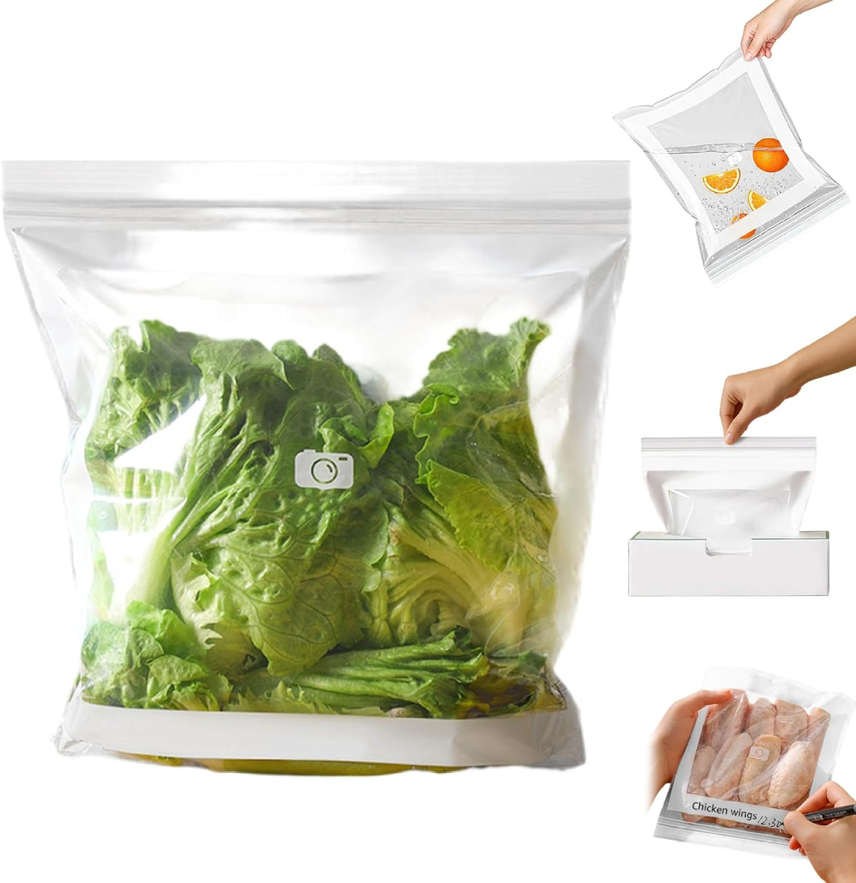 Reusable Freezer Bags 15PCS, Gallon Food Storage Bags with Stand & Label Leakproof Reusable Sandwich Bag for Kitchen, Vegetables, Snacks