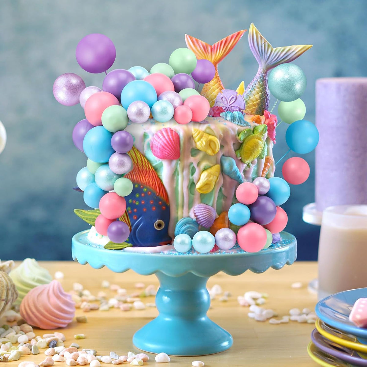 108 Pcs Balls Cake Topper DIY Cupcake Insert Foam Balloons for Cake Baking Wedding Anniversary Birthday Decoration(Bright Colors,Multi Sizes)