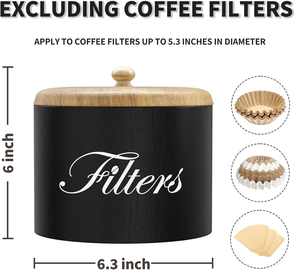 Wooden Coffee Filter Holder, Basket Storage Container for Counter, Black Small Bar Accessories for Coffee Bar Station(Black Wooden)