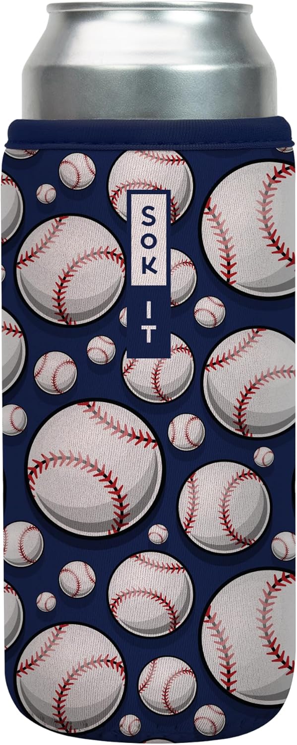 Sok It CanSok Sleeve for Beer & Soda Insulated Neoprene Cover (Baseball, 25oz Can Sleeve)