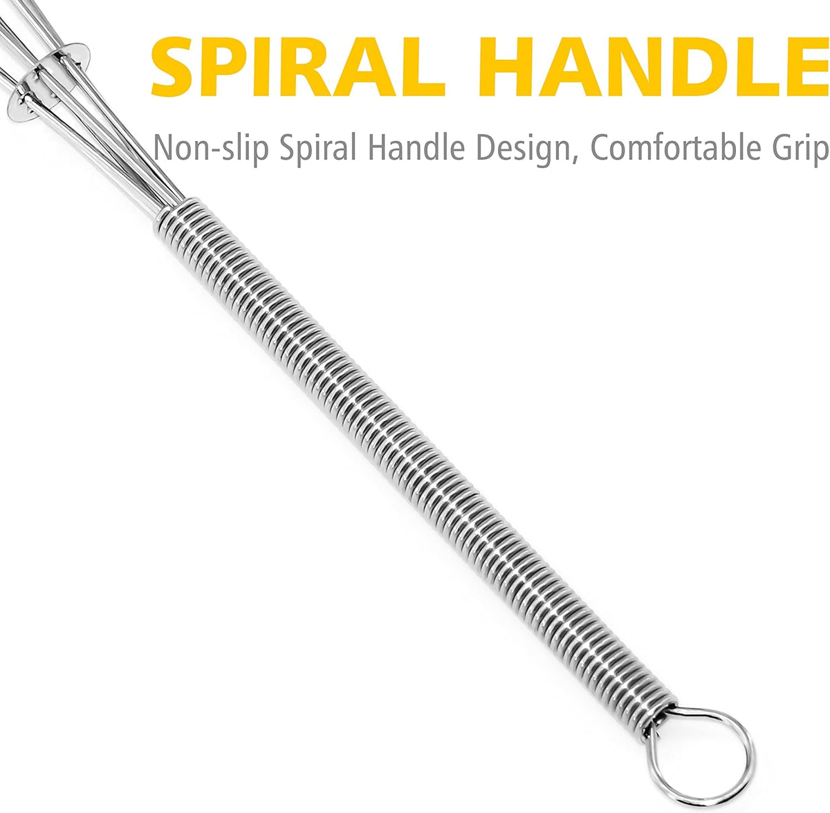 Anaeat Mini Wire Whisks, Set of 4 Portable Stainless Steel Kitchen Tiny Whisk & Egg Beater with Thick Wire - Sturdy Small Mixing Balloon for Cooking, Blending, Whiping, Beating and Stirring (5" + 7")