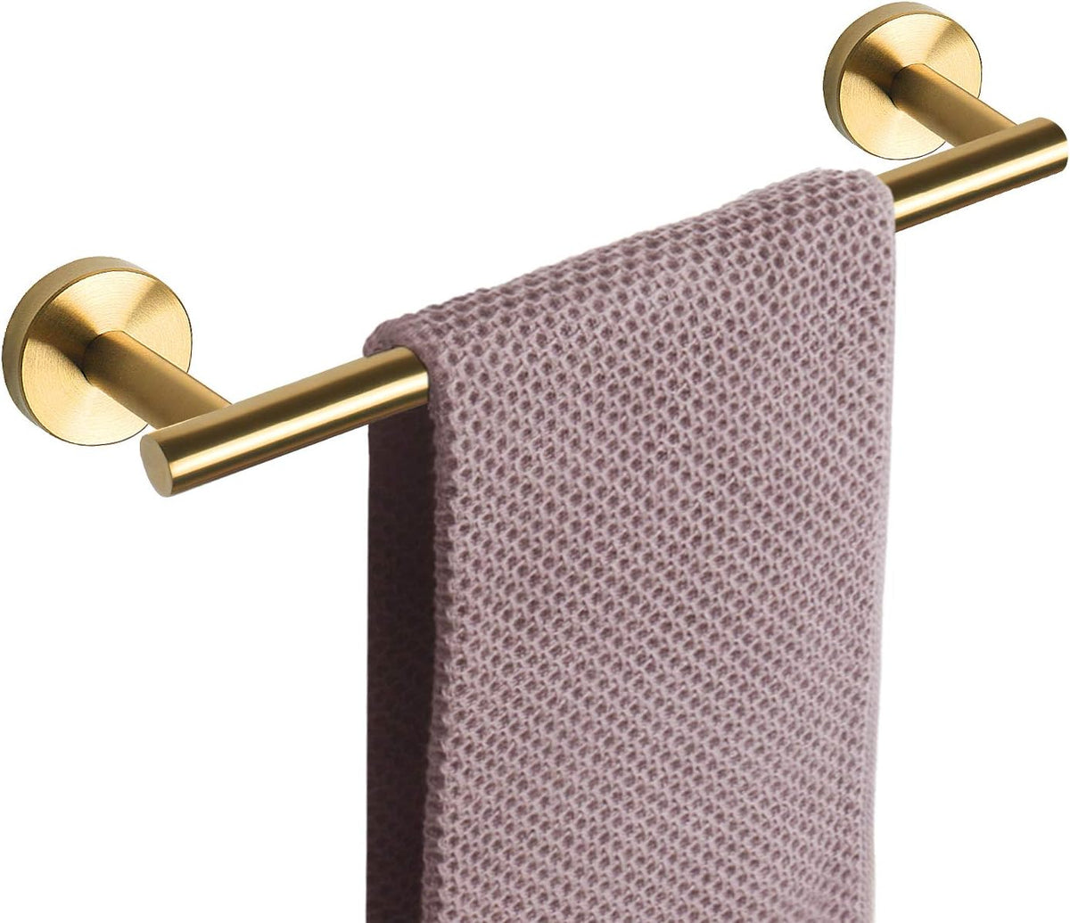 NearMoon Bath Towel Bar, Bath Accessories Thicken Stainless Steel Shower Towel Rack for Bathroom, Towel Holder Wall Mounted (1 Pack, Brushed Gold, 16 Inch)
