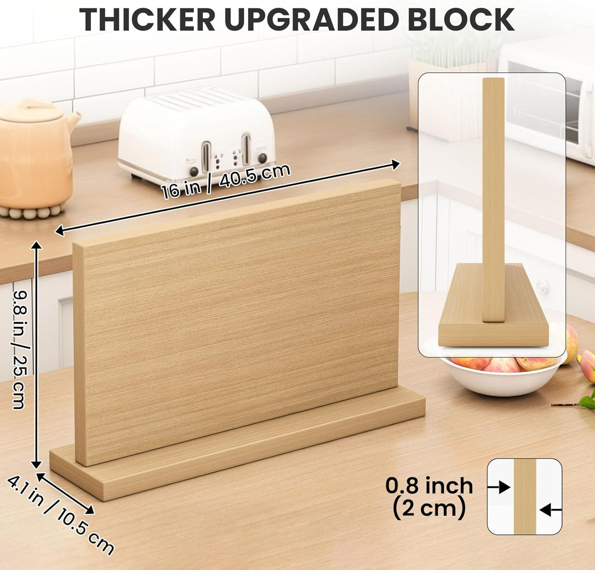 Extra Large Magnetic Knife Holder, Double-Sided Magnetic Knife Block Universal Multi-function Display Rack for Kitchen Counter