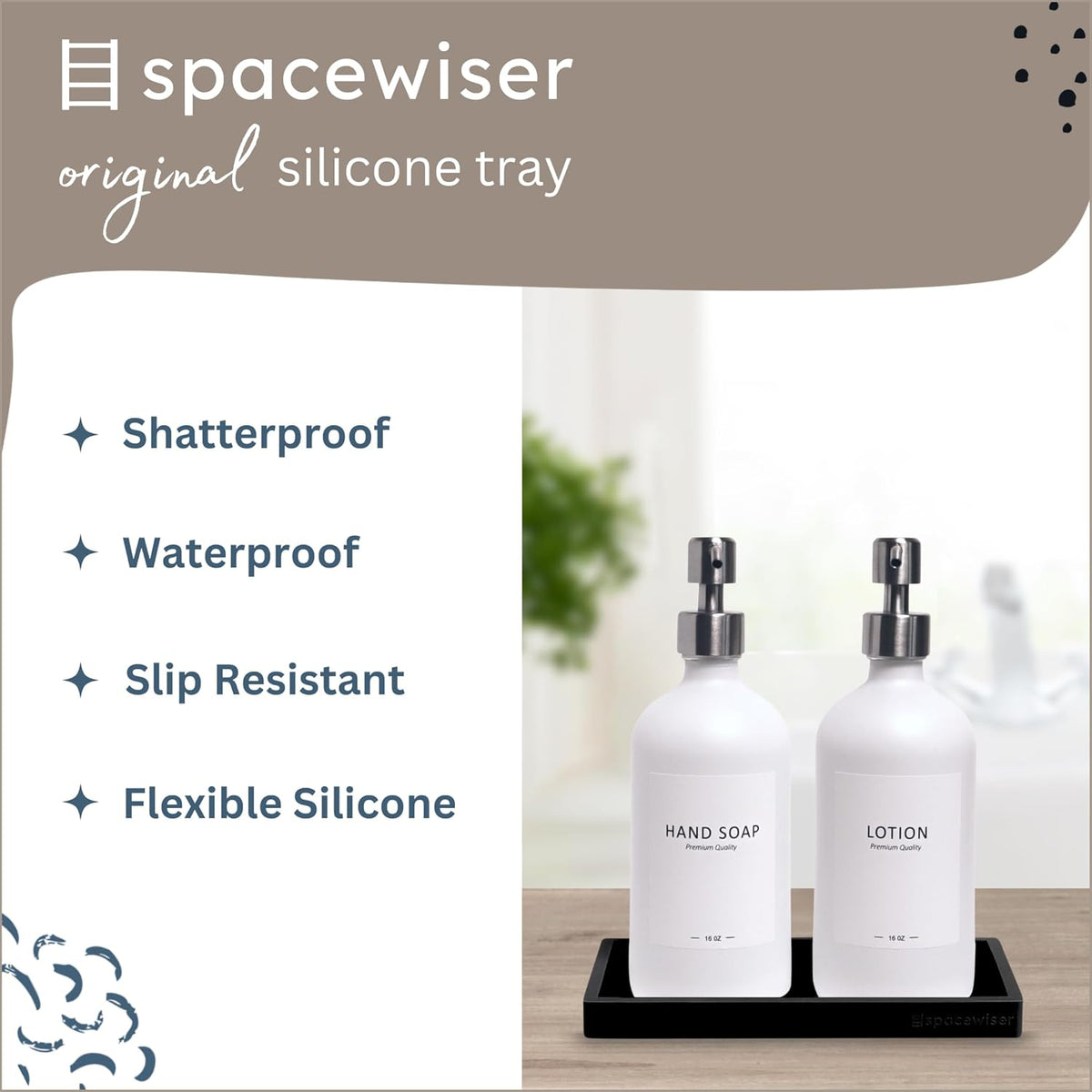 Countertop and Vanity Tray - 2 PC Small 7.7" Silicone Bathroom Trays, Kitchen Soap Tray, Dish Sponge Soap Holder Kitchen Sink Organizer Caddy, Bathroom Counter Trays for Lotion Dispenser