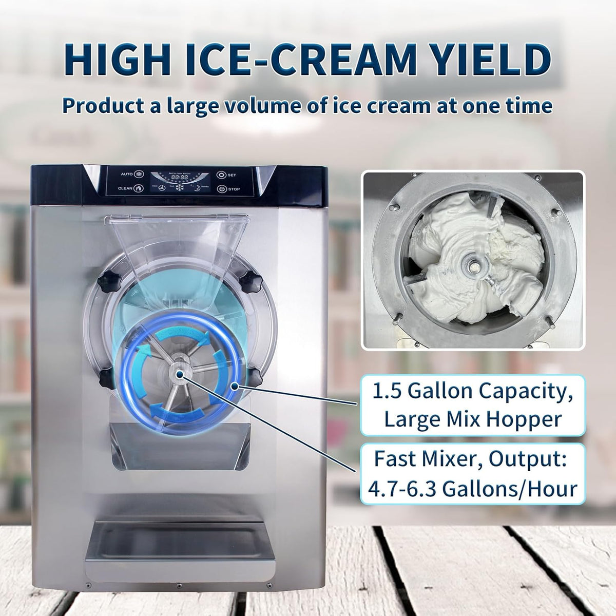 Ice Cream Maker Commercial Machine 18-24L/H, 6.3Gph Capacity Suitable for Restaurant/Bar/Home, 2000W Hard Ice Cream Machine with LED Display, (110V 60Hz)