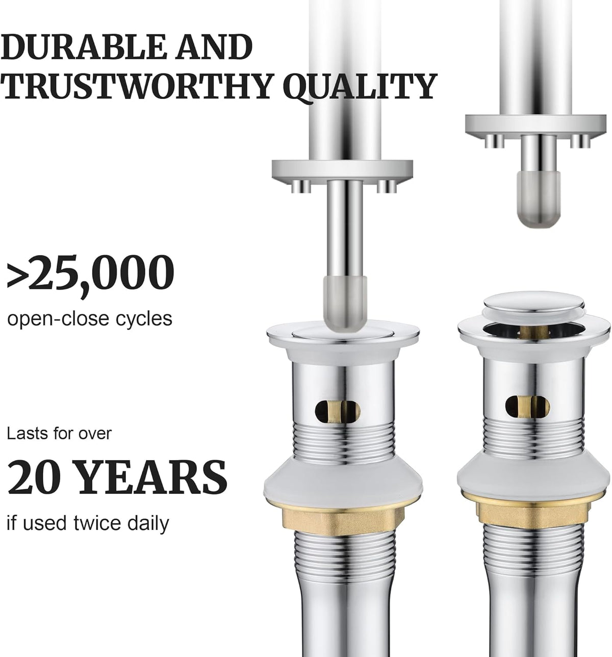 Pop up Sink Drain Stopper for Bathroom Vessel Vanity Sink Art Basin Chrome, Small Cap with Overflow, Metal Pop-up Drain Strainer with Detachable Basket Stopper