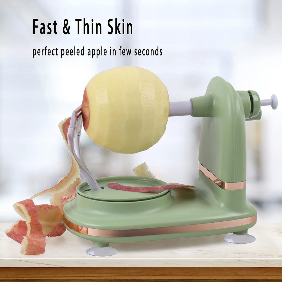 Apple Peeler with 2 Blades Replacements, Apple Pealer Slicer & Corer for Home Kitchen Quick Applesauce Pie Making