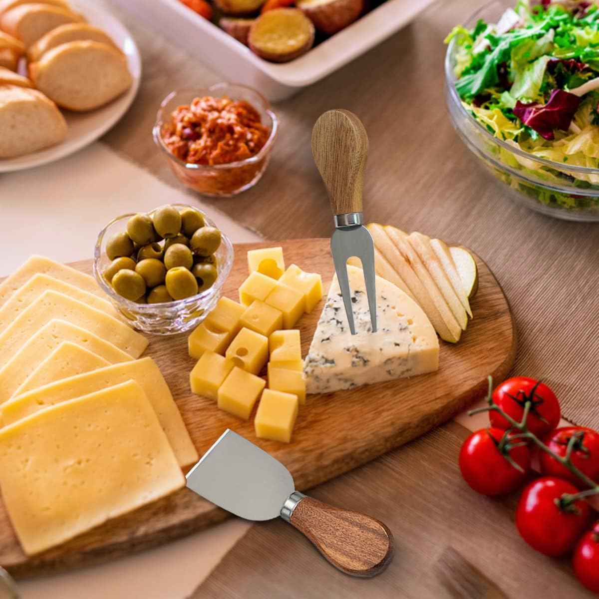 Cheese Knife Set 14 Piece, Stainless Steel Cheese Knives, Charcuterie Boards Accessories, Butter Spreader Knife, Charcuterie Utensils with Wine Accessories and Gift Box