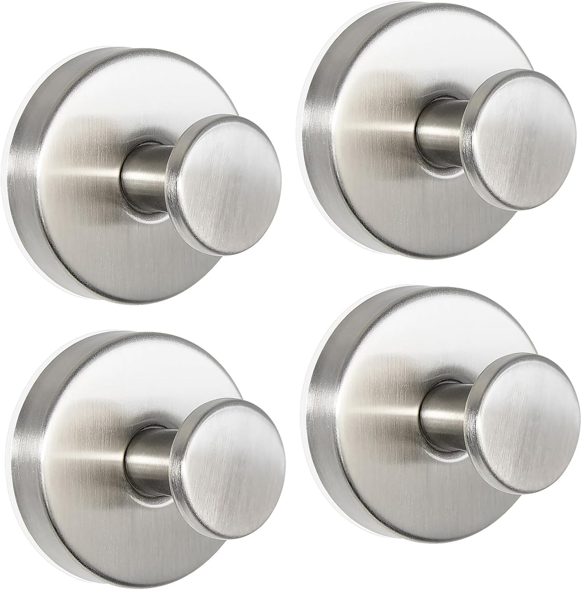 ZESLMG Suction Cup Hooks for Shower Wall, Door Wreaths, Removable Inside Shower Towel Hooks for Bathroom Window Glass Kitchen- Bath Robe Loofah Suction Hooks for Hanging More Surfaces (Nickel, 4 Pack)