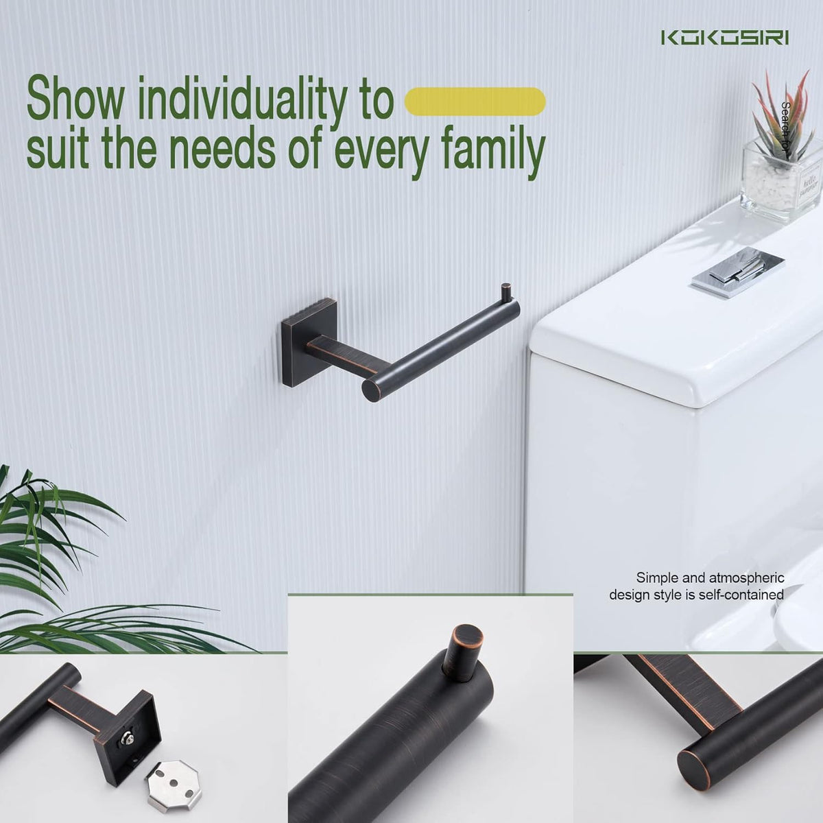KOKOSIRI Toilet Paper Holder Oil Rubbed Bronze for Bathroom Kitchen Roll Holder Hold Mega Rolls Stainless Steel, 2 Pack, B2005ORB-2P