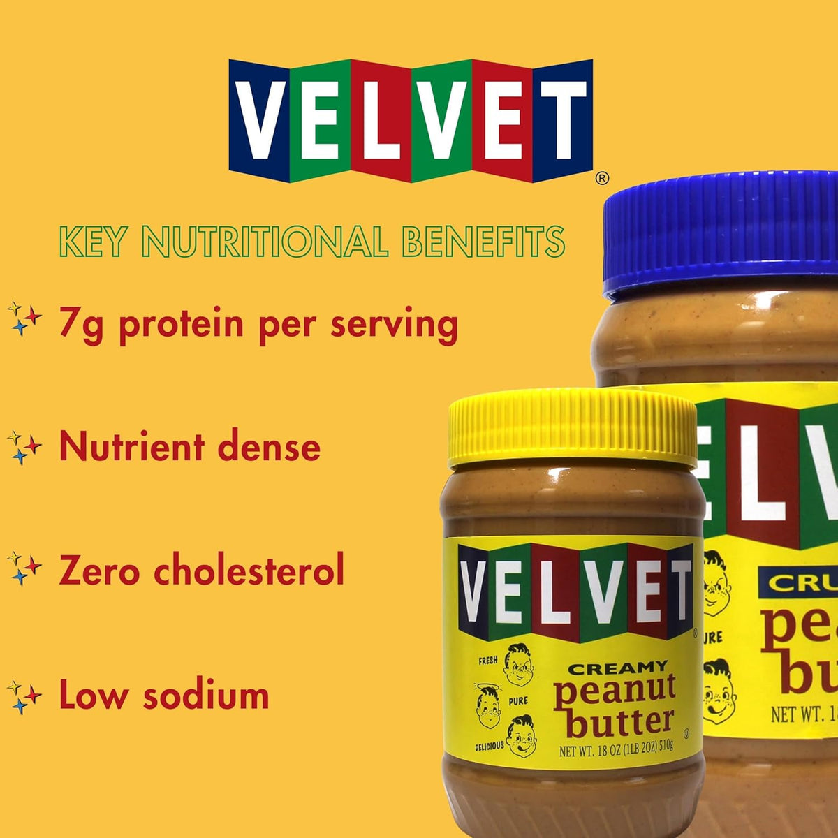 Velvet Peanut Butter, Creamy – Detroit’s Classic Since 1937, Smooth & Nostalgic Spread with “Fresh, Pure, Delicious” Label, Made in the USA, Gluten-Free, Perfect for Sandwiches, Baking & Snacking (18 Ounce Jar)