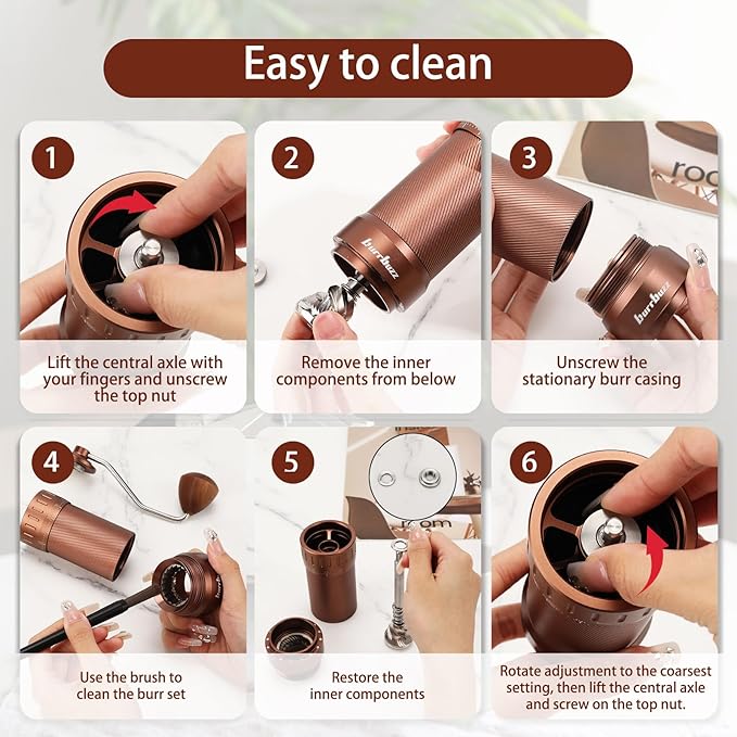 MB2 Manual Coffee Grinder, External Adjustment, 35g Large Capacity Burr Grinder, Magnetic Catch Cup Less Mess, Stainless Steel Burr Espresso Grinder Great Flavor in Pour Over, French Press