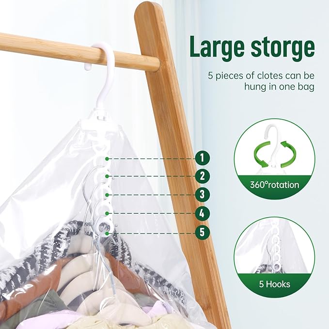 Hanging Vacuum Storage Bags For Clothes With Hand Pump,Coat Storage Bag Hanging,Vacuum Bags For Clothes,Space Saver Vacuum Storage Bags,Garment, Clothing, Dress, Suit, Long Coat, Jacket(Combo 4 Pack）