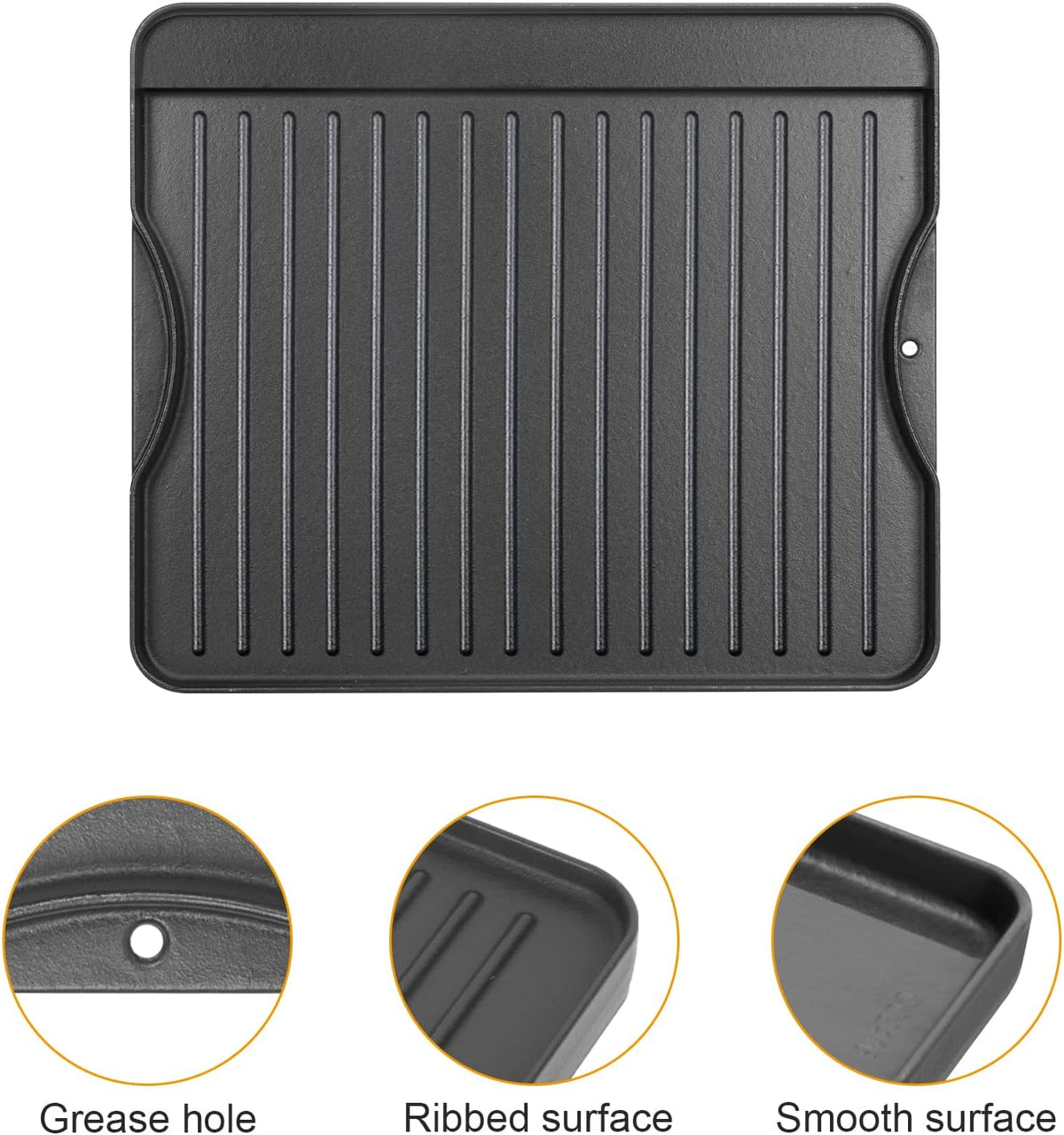 Cast Iron Cooking Griddle for Camp Chef, Reversible Double-sided Griddle for All Camp Chef 14" x 16" Outdoor Stoves 2 Burner Stove Explorer 2-Burner, 3-Burner, 2X, 3X, Single Burner Stove，1 Pack