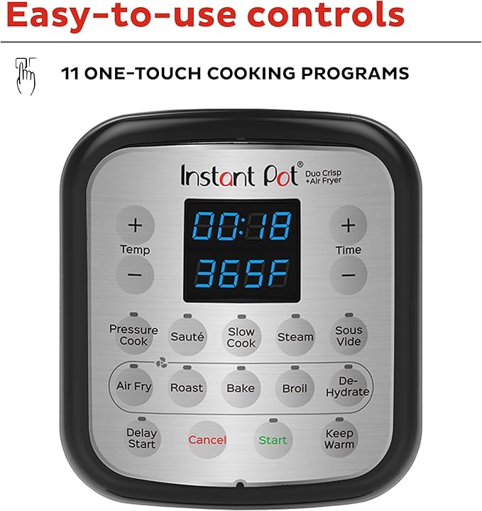 Instant Pot Duo Crisp 11-in-1 Air Fryer and Electric Pressure Cooker Combo with Multicooker Lids that Air Fries, Steams, Slow Cooks, Sautés, Dehydrates, & More, Free App With Over 800 Recipes, 6 Quart