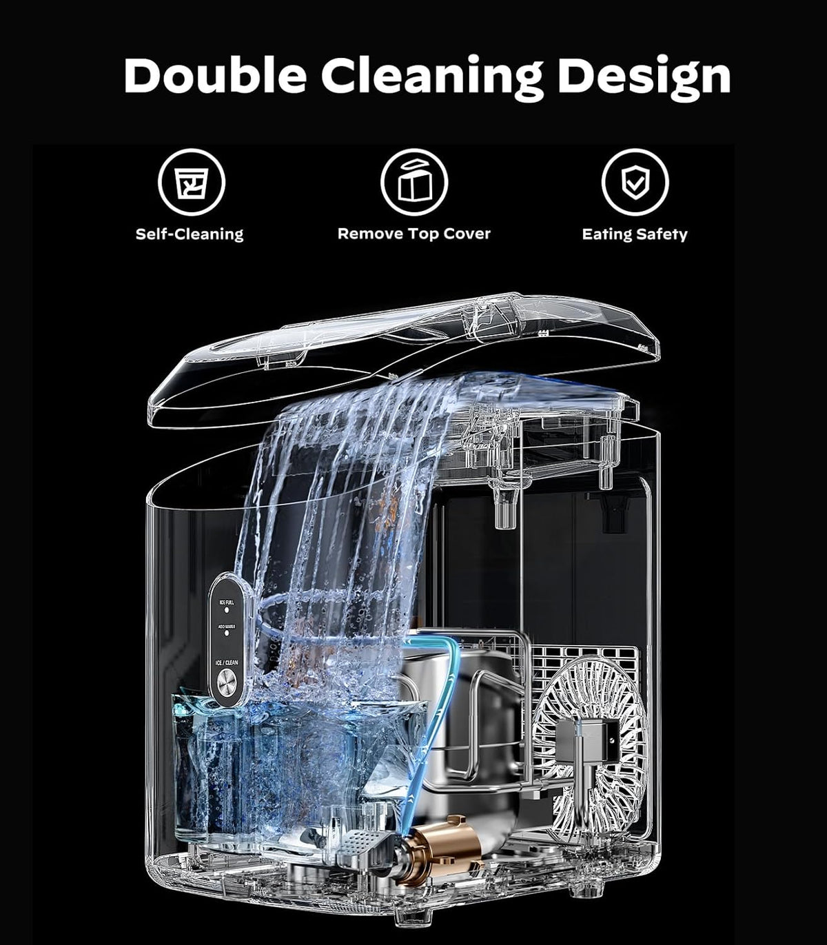 Nugget Ice Maker Countertop, Silonn Chewable Pellet Ice Machine with Self Cleaning Function, Pebble Portable Ice Maker with Ice Scoop for Home Kitchen Office, Green