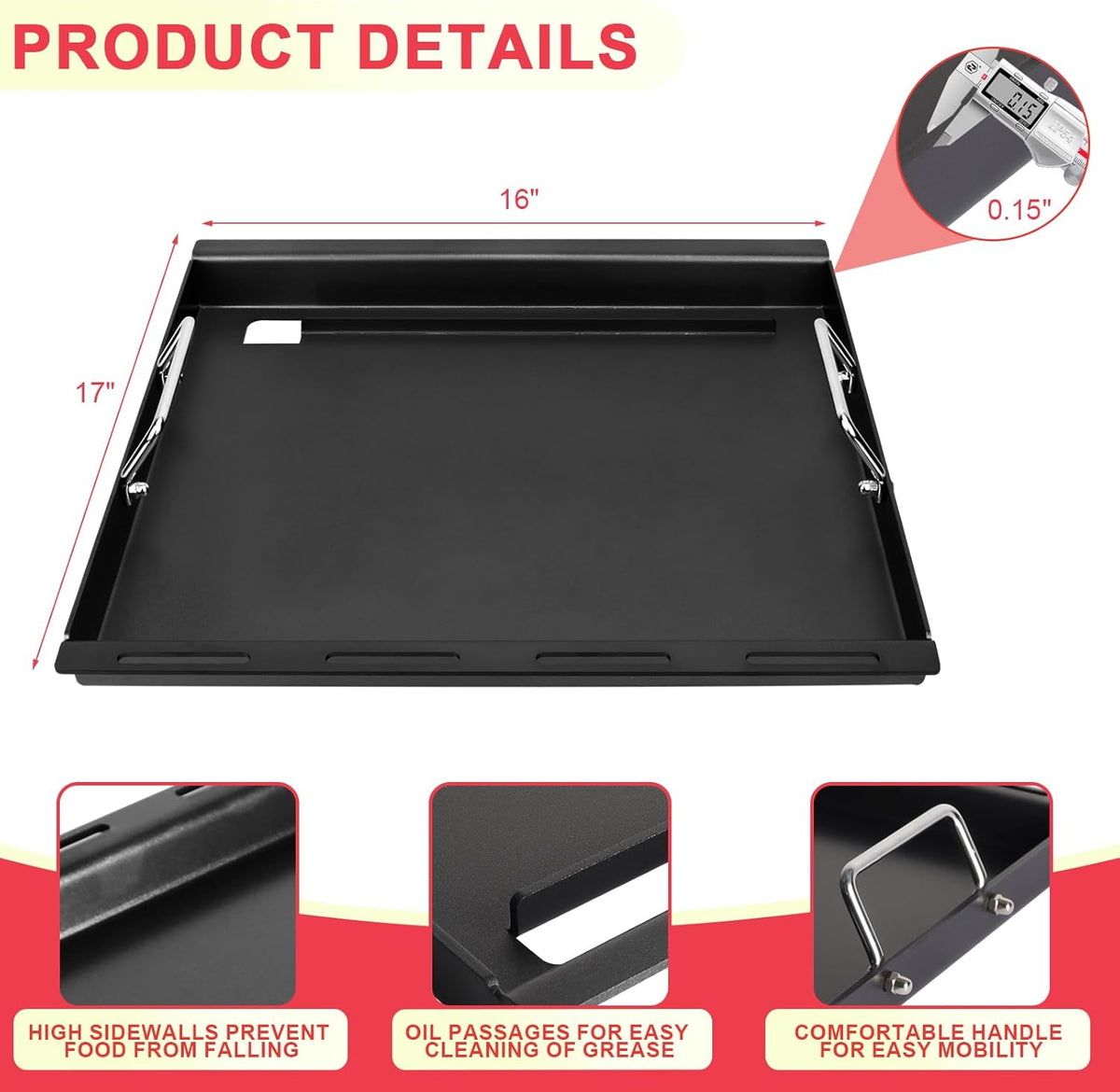 Full-Size Griddle Inserts for Charbroil Performance 2 Burner 463251414 463660421 463630422 463655621, Flat Top Griddle for Char-Broil 463343015 463622514 463631410 463251414 G460-0500-W1 G430-0016-W1